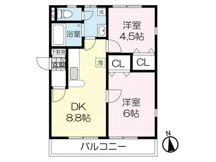 グレース美博(2DK/3階)の間取り写真