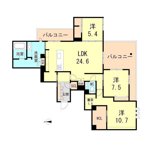 シークリサンス岡本(3LDK/3階)の間取り写真
