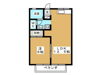 コーポゴトウ 北棟(1LDK/2階)の間取り写真