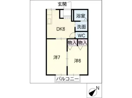 ピアREジョイス(2DK/1階)の間取り写真