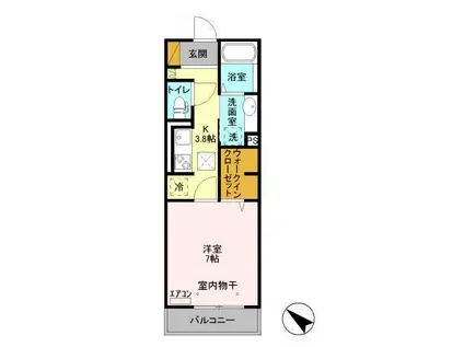 サンモールおおたかの森(1K/1階)の間取り写真