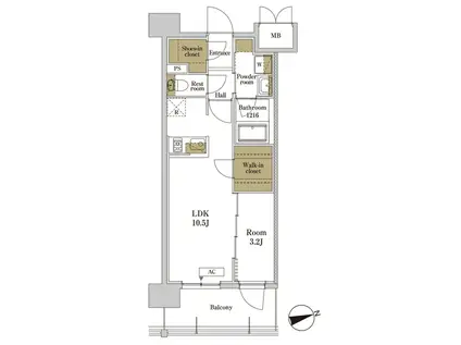 RJRプレシア川口(1LDK/6階)の間取り写真