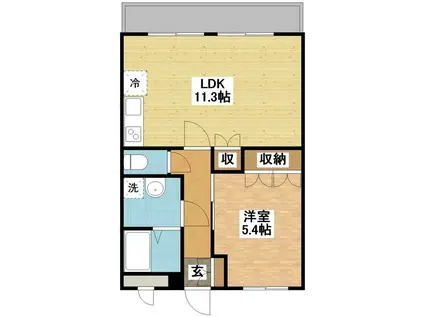 ベルメゾン久原(1LDK/2階)の間取り写真