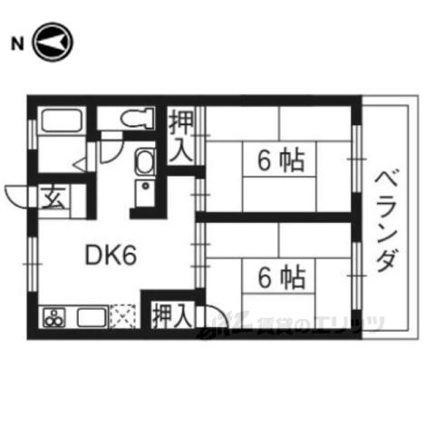 セジュール伊勢田(2DK/2階)の間取り写真