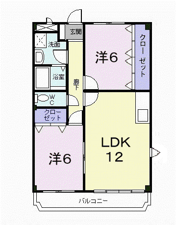 ニューマリッチ谷塚(2LDK/3階)の間取り写真