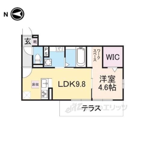 フロレゾン北花山B(1LDK/1階)の間取り写真