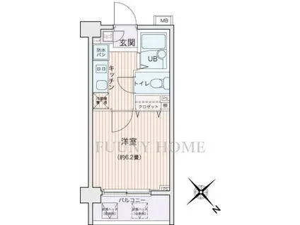 エコロジー都立大学レジデンス(1K/7階)の間取り写真