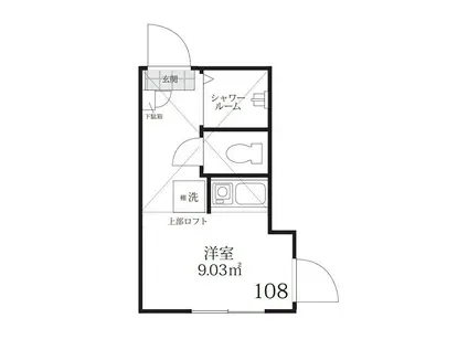 ロンジェスマン三宿(ワンルーム/1階)の間取り写真