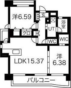 パラシオン西新(2LDK/5階)の間取り写真