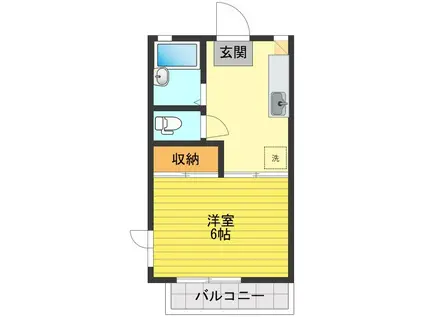 フローラコート(1K/2階)の間取り写真