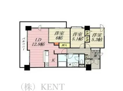 オリンピア大通西18丁目マンション(3LDK/8階)の間取り写真