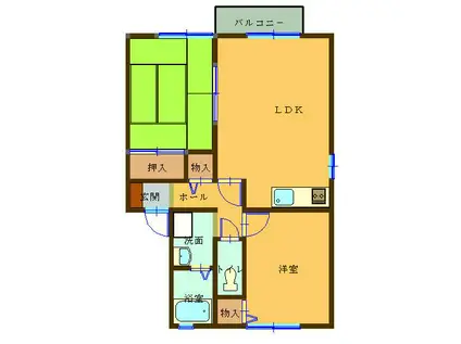 セジュール都(2LDK/1階)の間取り写真