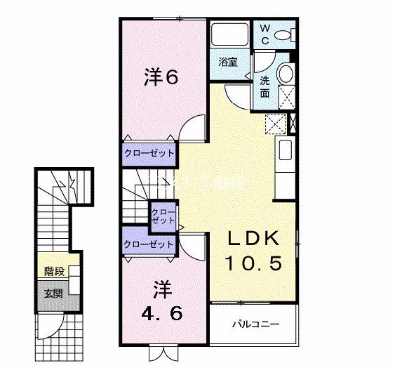 マザーヒロ(2LDK/2階)の間取り写真