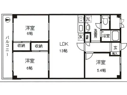 PLENDY北小金(3LDK/1階)の間取り写真