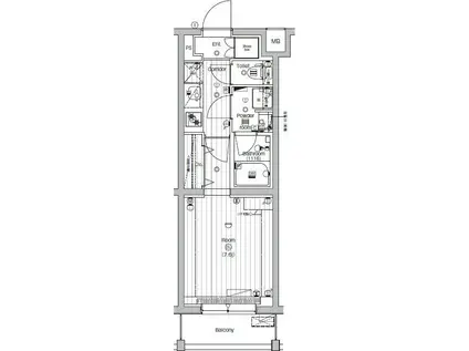 PREMIUM CUBE 世田谷MO(1K/4階)の間取り写真