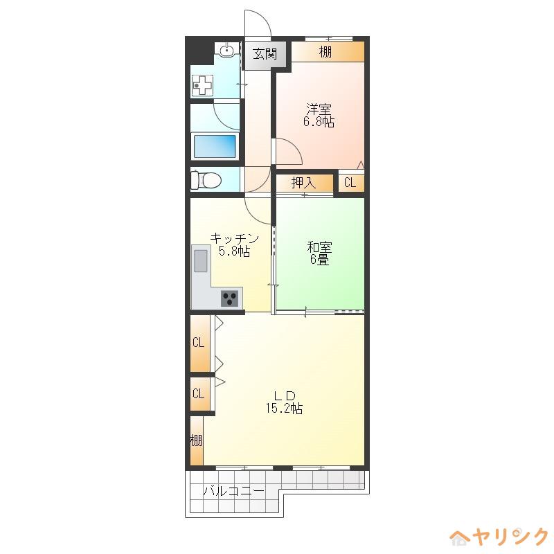 フロレアールII(2LDK/2階)の間取り写真