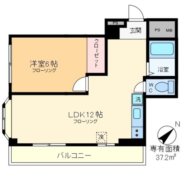 京成本線 京成小岩駅 徒歩15分 3階建 築38年(1LDK/2階)の間取り写真