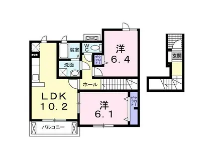 シャト-ハイツ D(2LDK/2階)の間取り写真