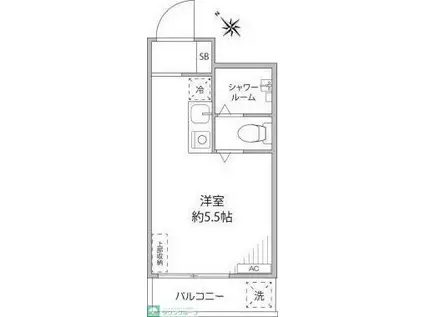 ステューディオ松原(ワンルーム/1階)の間取り写真