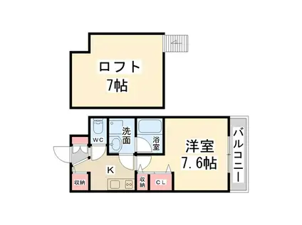 プライムコート川西(1K/6階)の間取り写真