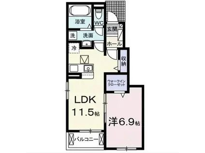 KASHIWA(1LDK/1階)の間取り写真