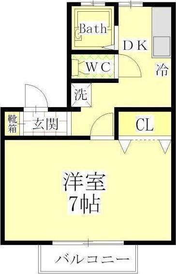クレアコートA(1SK/1階)の間取り写真