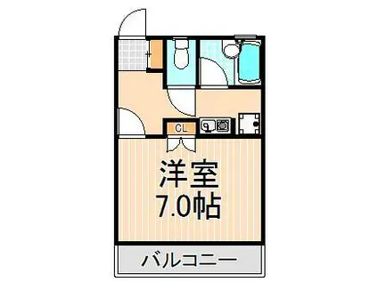 Bベルハイツ(1K/1階)の間取り写真