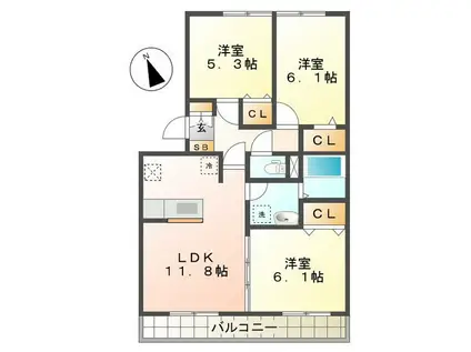 グランドマーニ A(3LDK/1階)の間取り写真