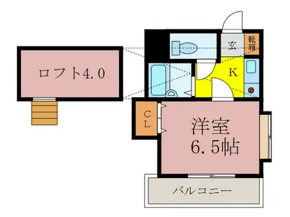 ポレール如月(1K/4階)の間取り写真