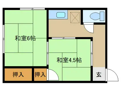 鈴木荘(2K/1階)の間取り写真
