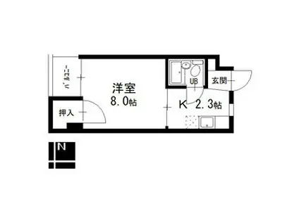 東山レジデンス(1K/2階)の間取り写真