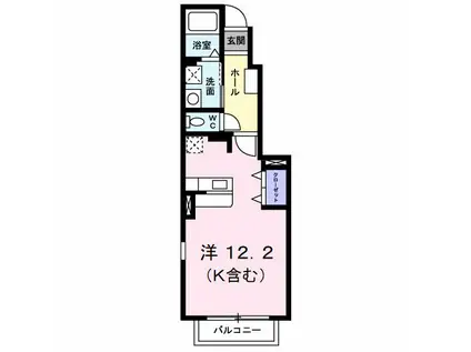 シエルヒダA(ワンルーム/1階)の間取り写真