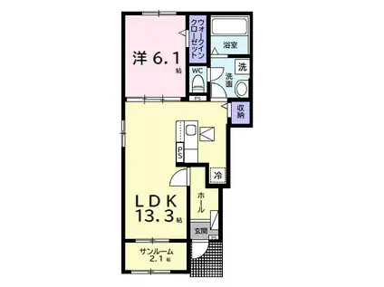 ソル・レヴェンテ(1LDK/1階)の間取り写真