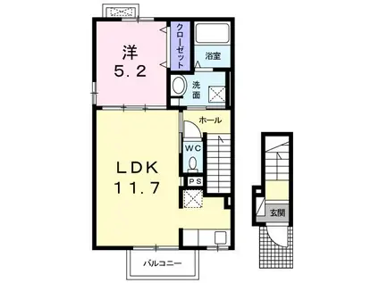 クリサンテーム I(1LDK/2階)の間取り写真