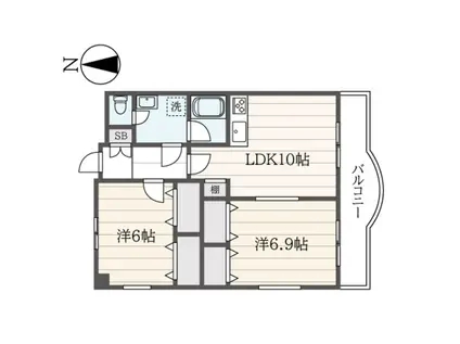 アルカディア東戸塚(2LDK/6階)の間取り写真