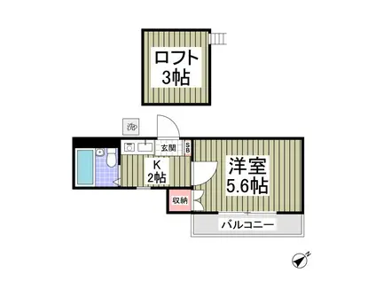 シティパレス東住藤金(1K/2階)の間取り写真