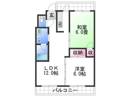 メゾンクロダ壱番館(2LDK/2階)の間取り写真