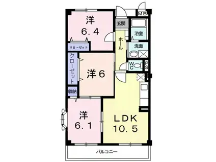 ラフォーレ春日(3LDK/2階)の間取り写真