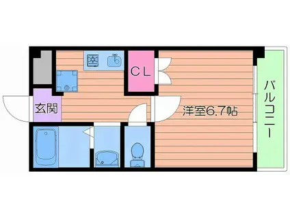 レスポワール西(1K/4階)の間取り写真