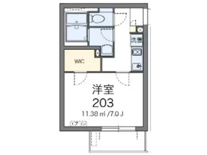 クレイノディアコート(1K/2階)の間取り写真