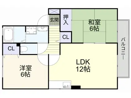 リベェール山崎(2LDK/2階)の間取り写真