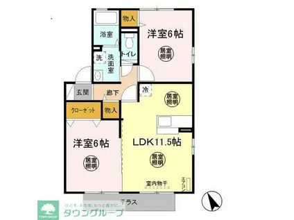 ルミエールII(2LDK/1階)の間取り写真