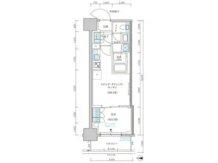 パークアクシス池袋イースト(1LDK/2階)の間取り写真
