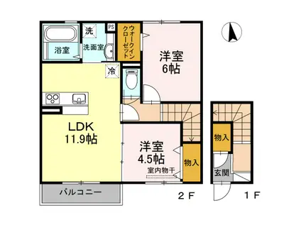 LA・MAISON(2LDK/2階)の間取り写真