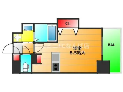 ラグゼ江戸堀(1K/8階)の間取り写真