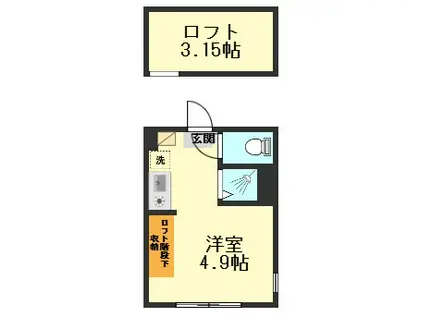 ハーモニーテラス・パルムズコート小岩(ワンルーム/2階)の間取り写真