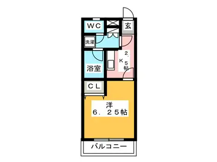 グリーンゲイブルズ(1K/2階)の間取り写真