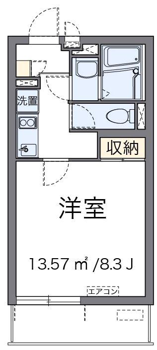 クレイノTAKA ゼータ(1K/2階)の間取り写真
