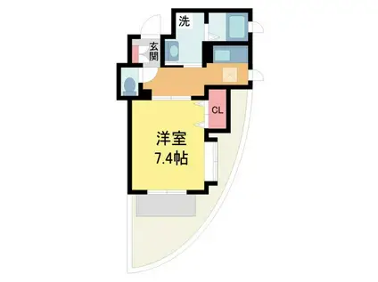 ネージュ芦屋川(1K/1階)の間取り写真