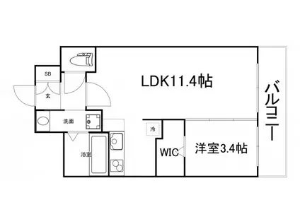 セレニテ谷町カルム(1LDK/7階)の間取り写真